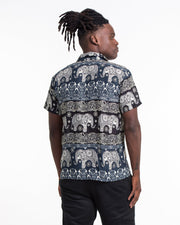 Divine Elephant Short Sleeve Button Shirt in Navy