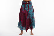 Geometric Mandalas Handkerchief Midi Skirt in Red