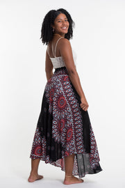 Mandalas Handkerchief Midi Skirt in Black