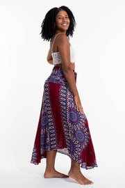 Mandalas Handkerchief Midi Skirt in Red