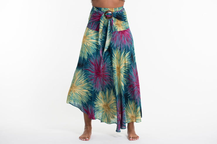 Firework Handkerchief Midi Skirt in Turquoise