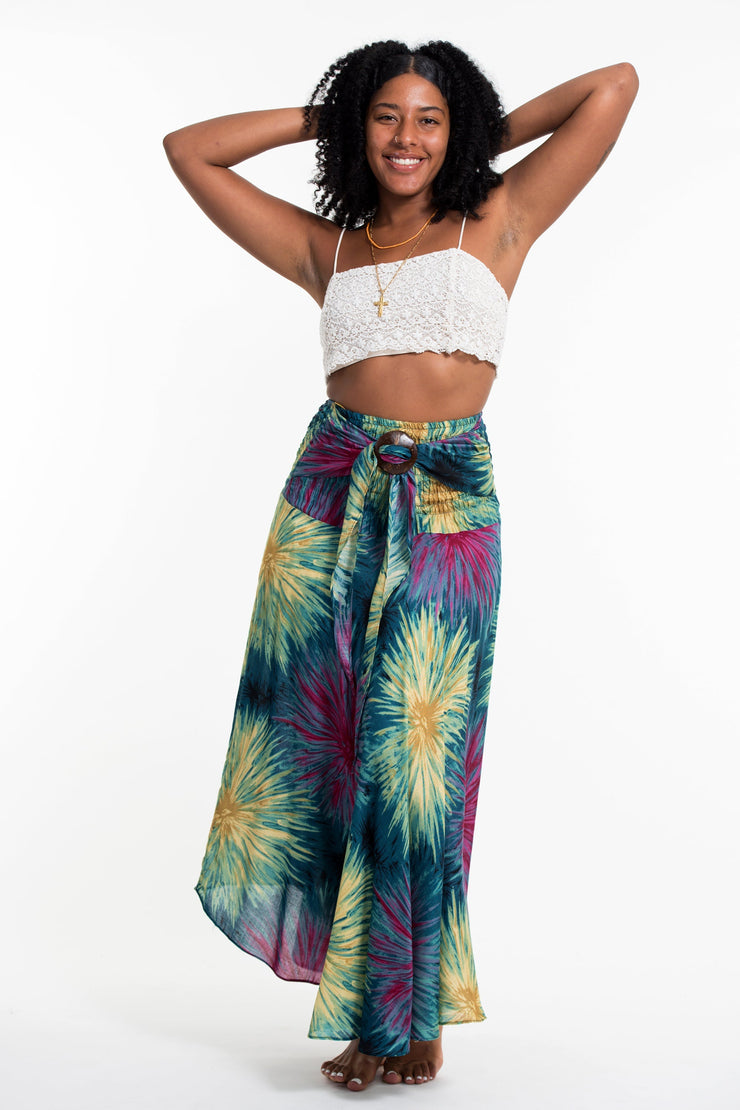 Firework Handkerchief Midi Skirt in Turquoise