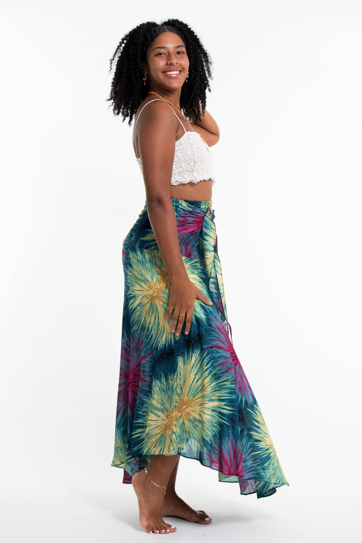 Firework Handkerchief Midi Skirt in Turquoise