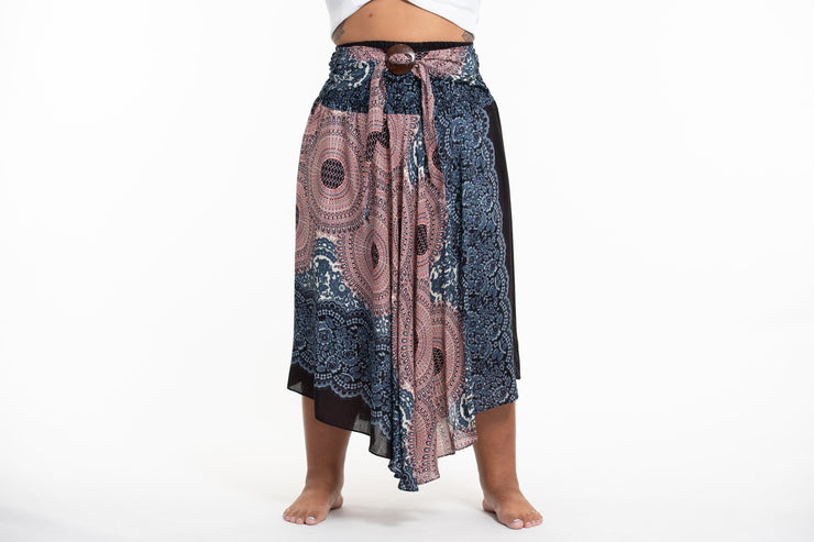 Plus Size Geometric Mandalas Handkerchief Midi Skirt in Silver Gray