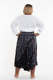 Plus Size Peacock Handkerchief Midi Skirt in Black