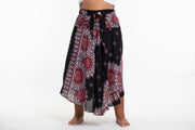 Plus Size Mandalas Handkerchief Midi Skirt in Black