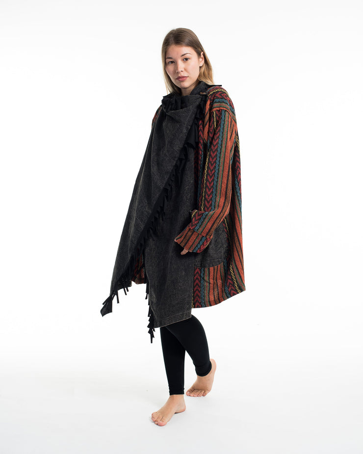 Tribal Cloak Jacket | Stonewashed Drape in Black