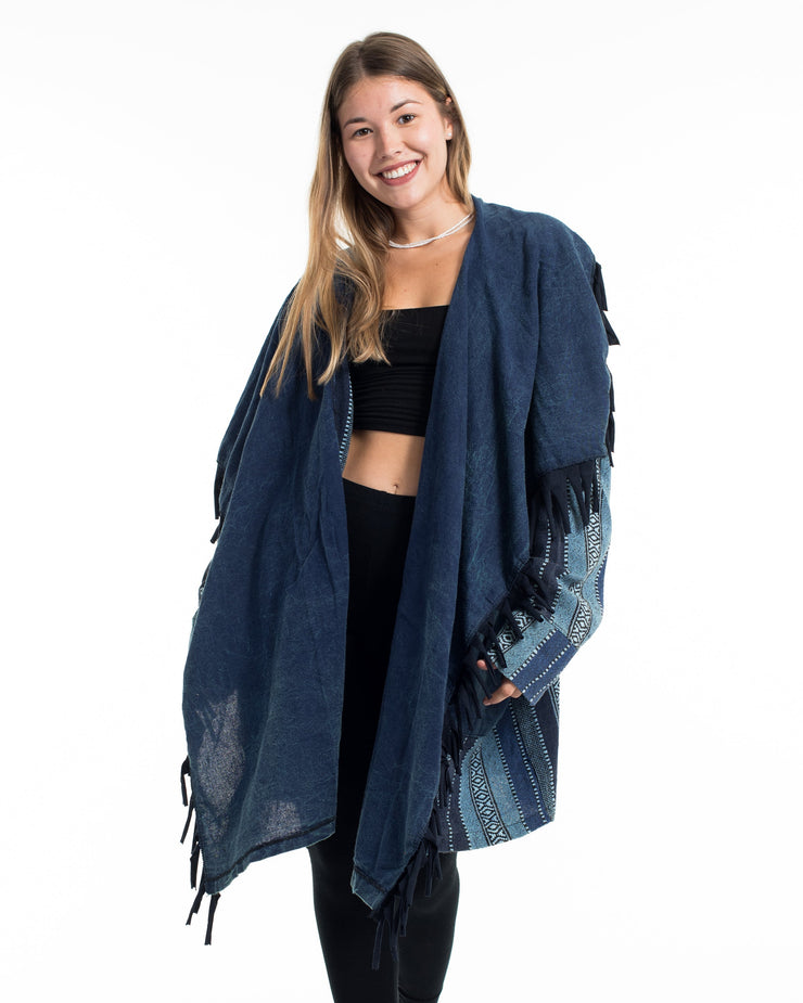 Tribal Cloak Jacket | Stonewashed Drape in Blue