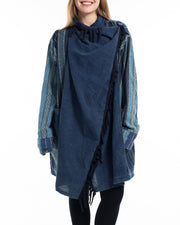 Tribal Cloak Jacket | Stonewashed Drape in Blue