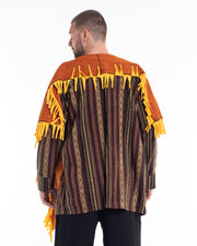 Tribal Cloak Jacket | Stonewashed Drape in Brown