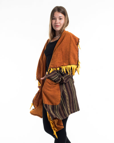 Tribal Cloak Jacket | Stonewashed Drape in Brown