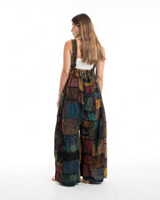 Patchwork Stone Washed Black Printed Cotton Overall in Brown