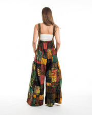 Patchwork Stone Washed Black Printed Cotton Overall in Yellow