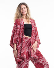 Patchwork Paisley Kimono Cardigan in Red