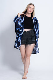 Tie Dye Kimono Cardigan in Indigo