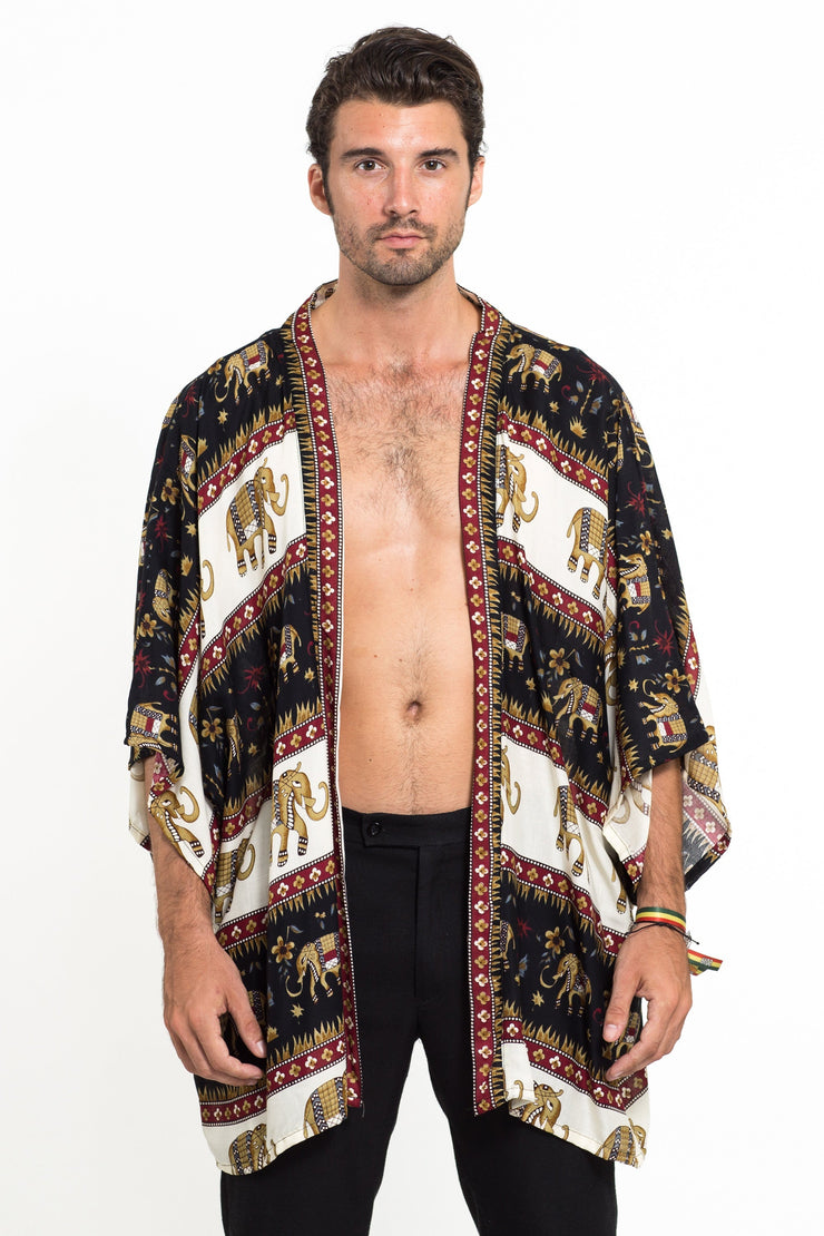 Elephant Bliss Kimono Cardigan in Black