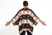 Elephant Bliss Kimono Cardigan in Black