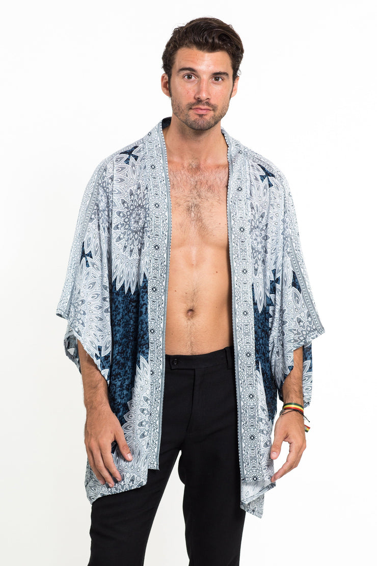 Marble Mandalas Kimono Cardigan in Indigo