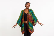 Rainbow Elephant Kimono Cardigan in Orange