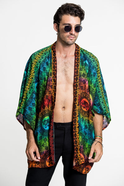 Rainbow Elephant Kimono Cardigan in Orange