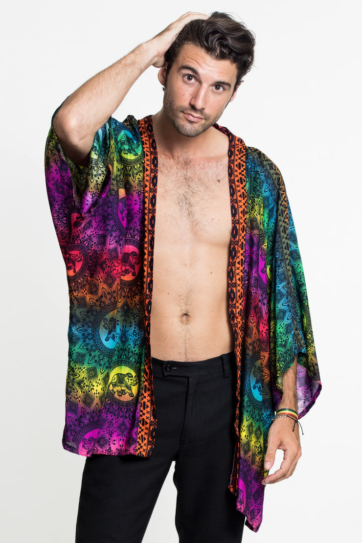 Rainbow Elephant Kimono Cardigan in Purple