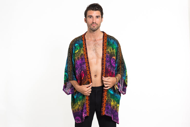 Rainbow Elephant Kimono Cardigan in Purple