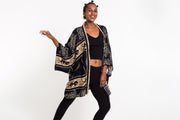 Turtle Print Kimono Cardigan in Gold