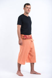 Men's Cropped Fisherman Pants with Pattern Waist Band in Light Orange