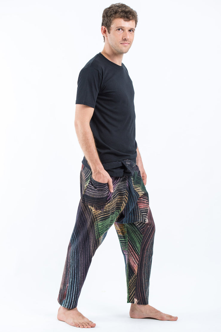 Rainbow Prints Men's Slim Cut Fisherman Pants in Black