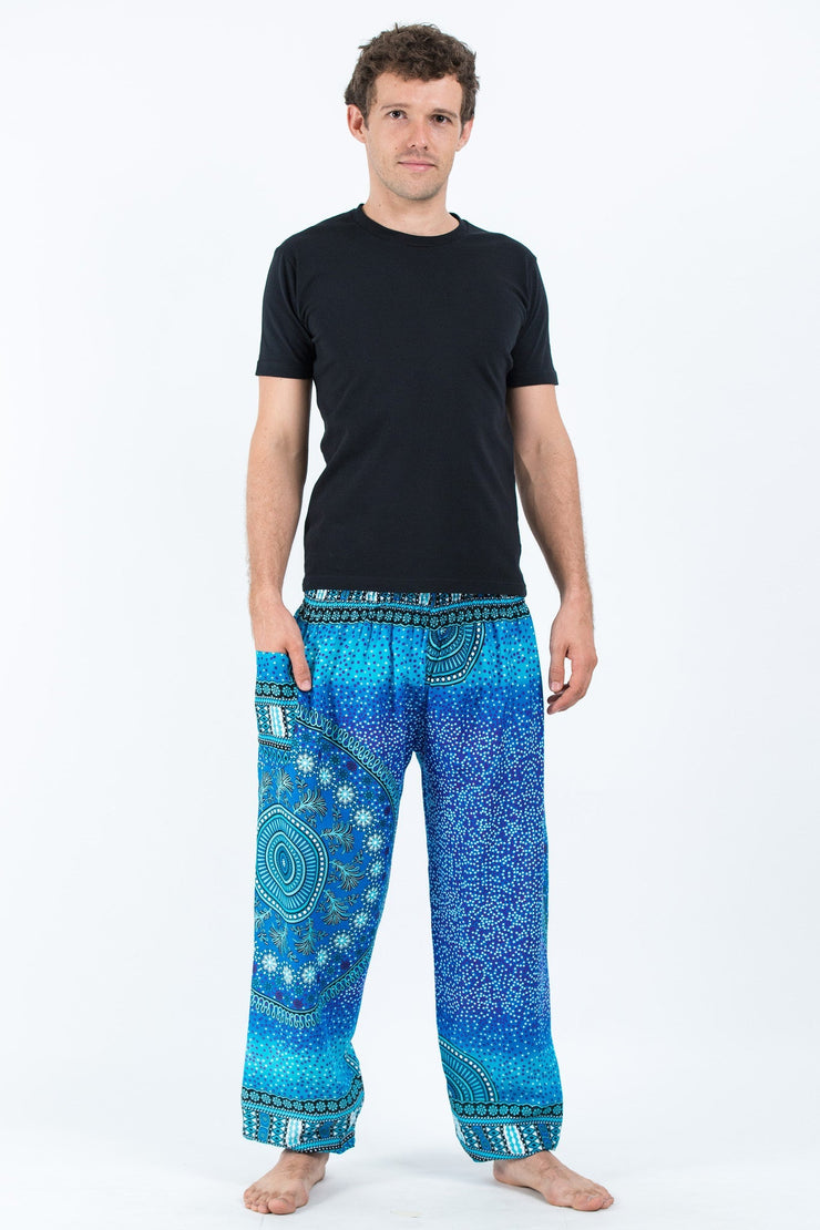 Tribal Chakras Men's Harem Pants in Blue