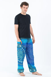 Tribal Chakras Men's Harem Pants in Blue