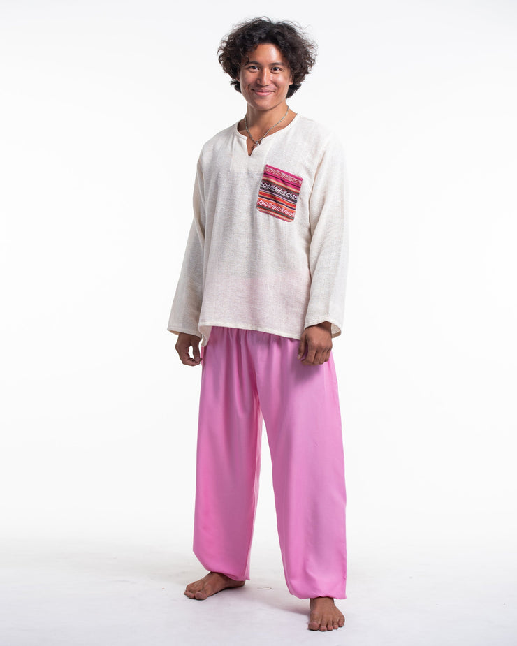 Solid Color Men's Harem Pants in Light Pink