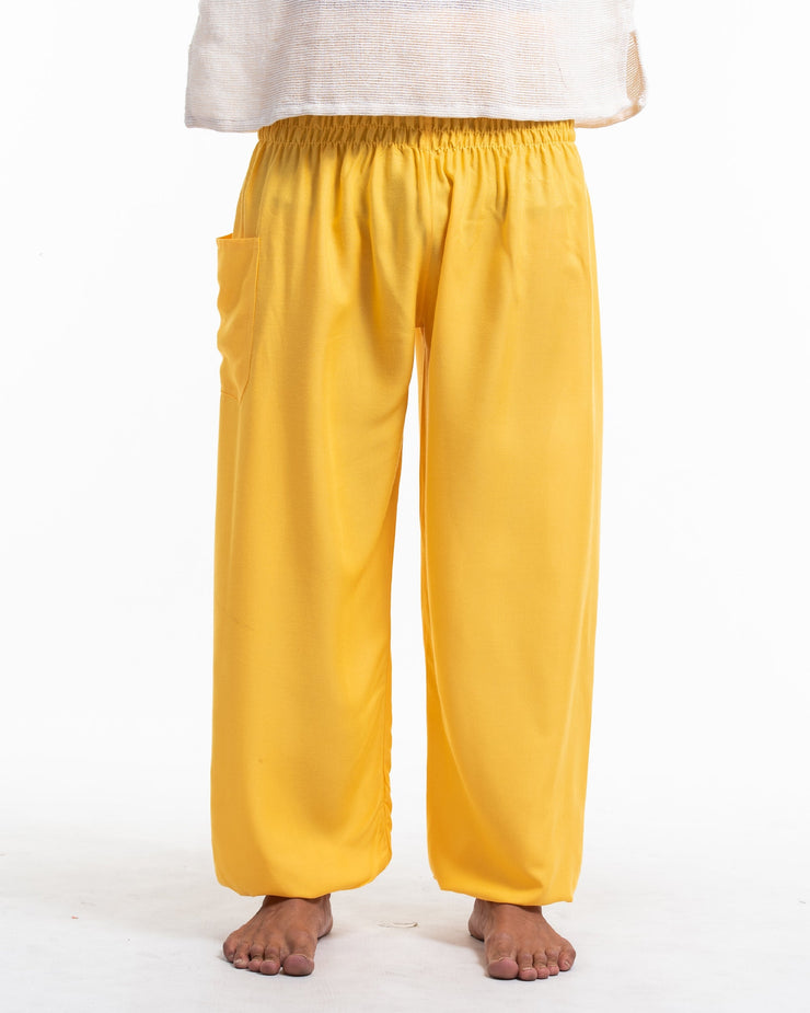 Solid Color Men's Harem Pants in Light Yellow