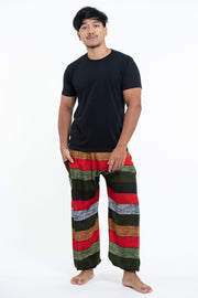 Boho Striped Men's Harem Pants in Green