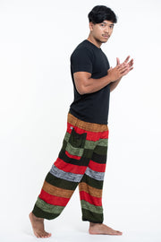 Boho Striped Men's Harem Pants in Green