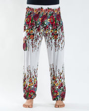 Floral Men's Harem Pants in White