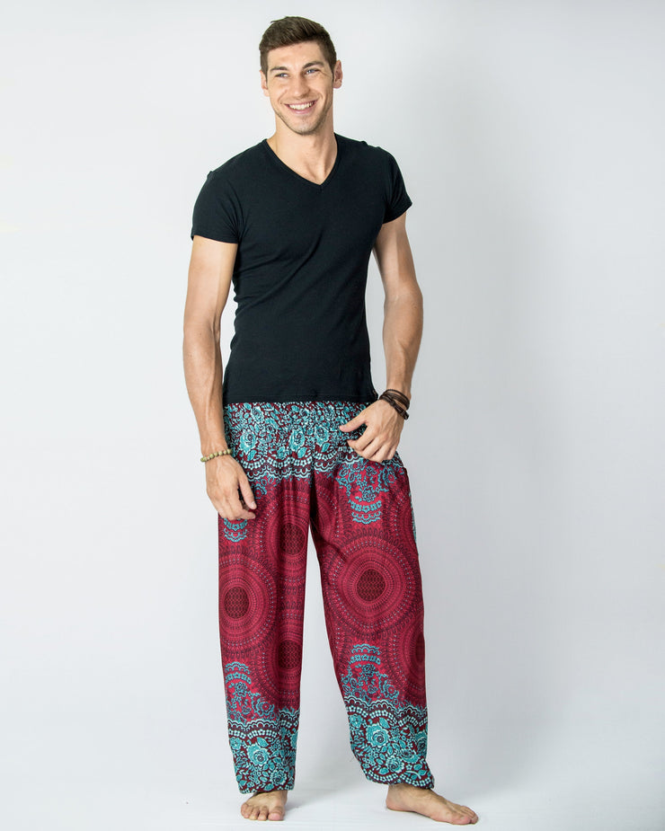 Geometric Mandalas Men's Harem Pants in Red