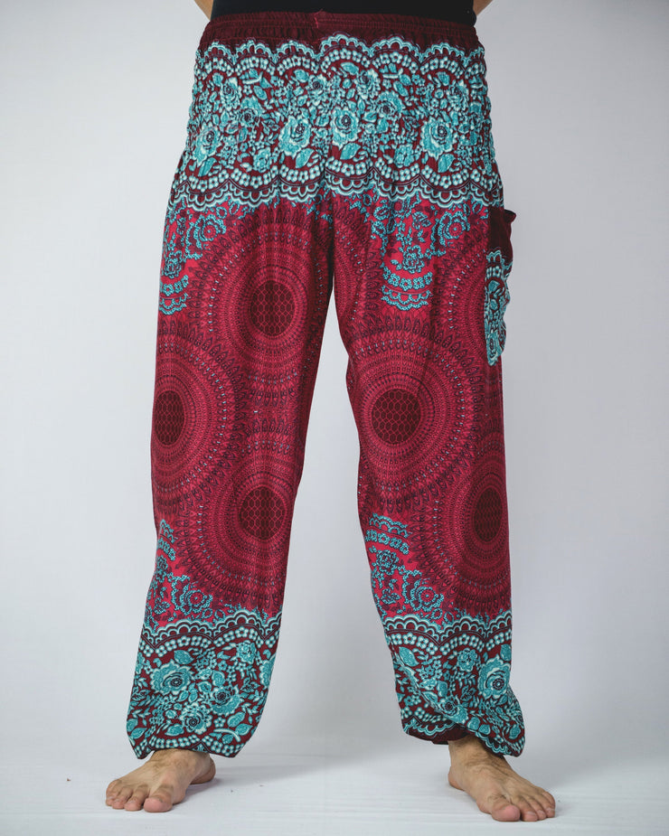 Geometric Mandalas Men's Harem Pants in Red