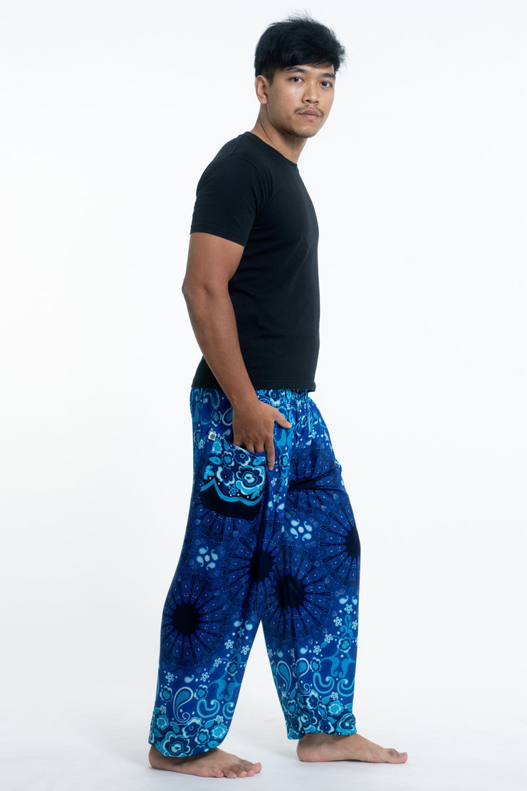 Paisley Mandalas Men's Harem Pants in Blue