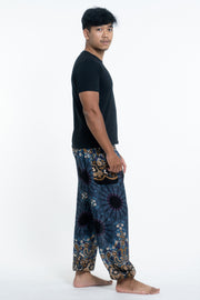 Paisley Mandalas Men's Harem Pants in Blue Gray