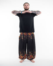 Plus Size Floral Men's Harem Pants in Black