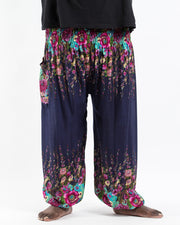 Plus Size Floral Men's Harem Pants in Blue