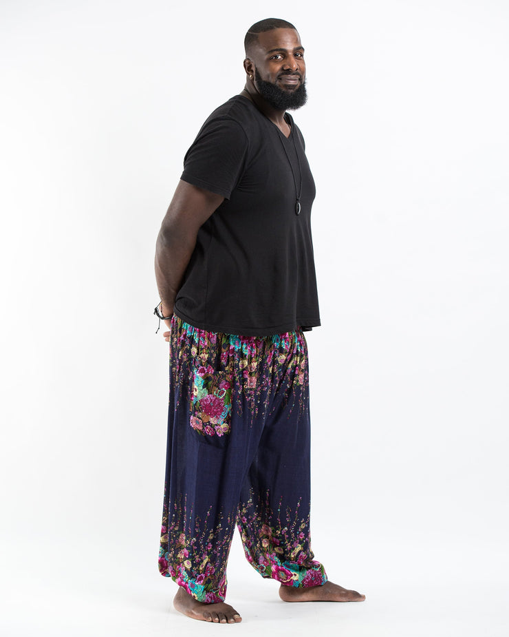 Plus Size Floral Men's Harem Pants in Blue