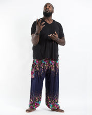 Plus Size Floral Men's Harem Pants in Blue