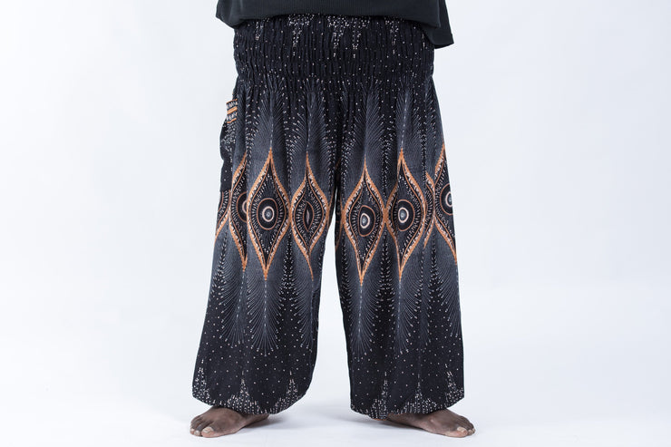 Plus Size Diamond Peacock Men's Harem Pants in Black