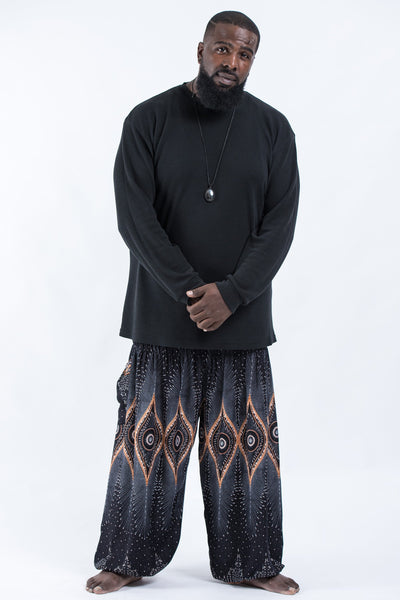 Plus Size Diamond Peacock Men's Harem Pants in Black