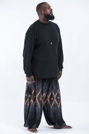 Plus Size Diamond Peacock Men's Harem Pants in Black