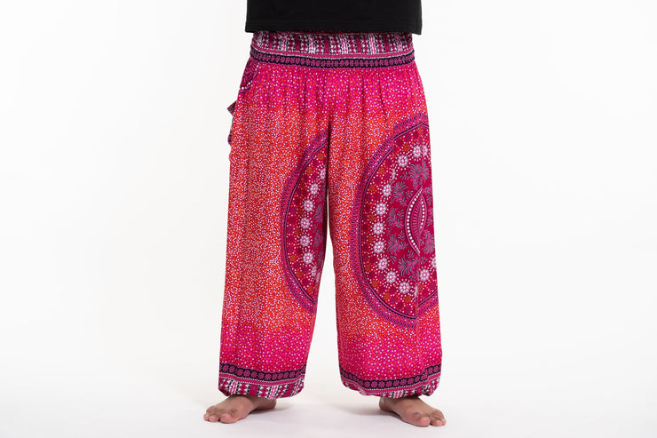 Plus Size Tribal Chakras Men's Harem Pants in Pink