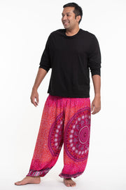 Plus Size Tribal Chakras Men's Harem Pants in Pink