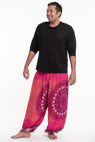 Plus Size Tribal Chakras Men's Harem Pants in Pink